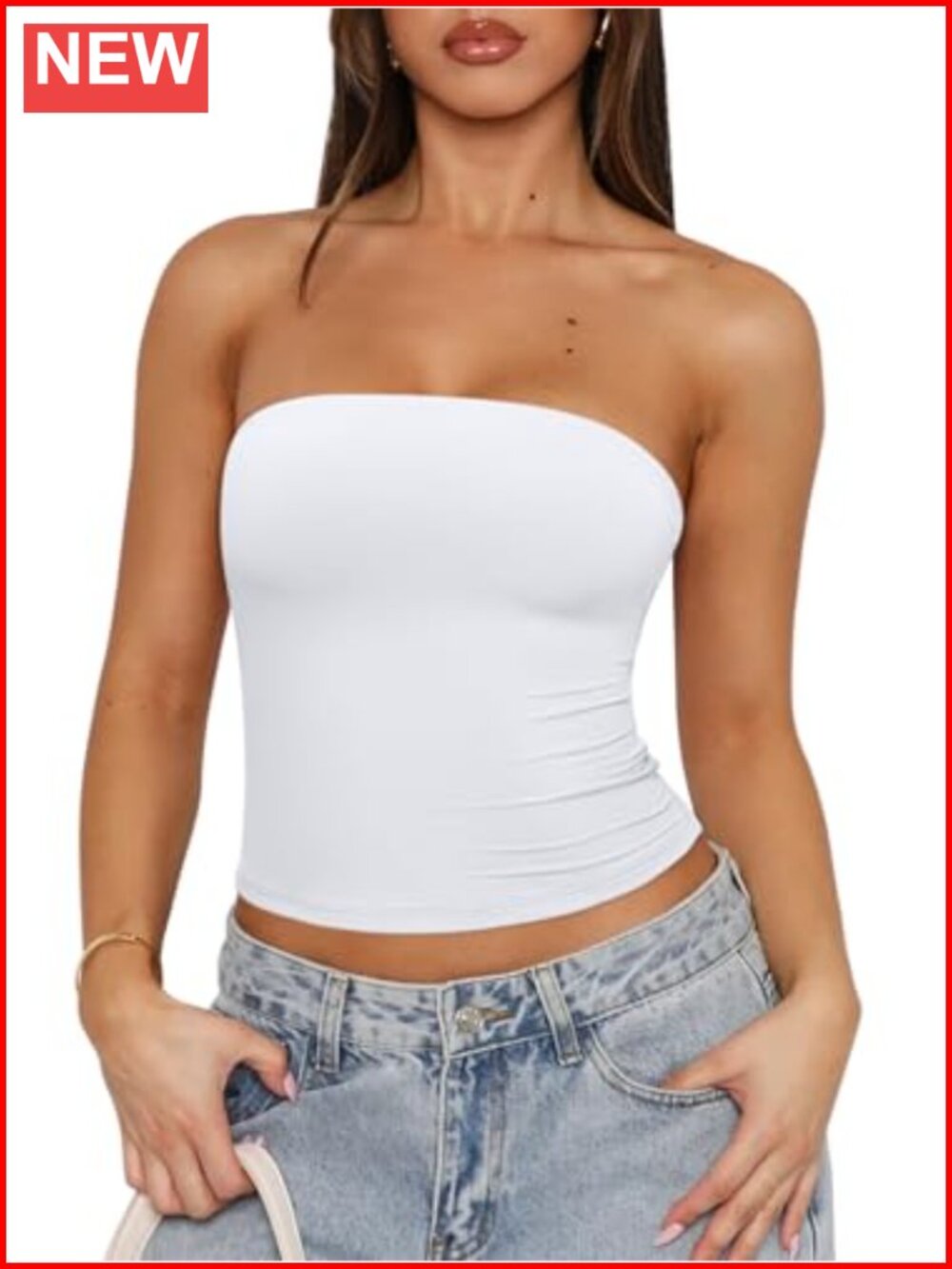 Double Lined & Non-Slip Strapless Tube Top Y2K Backless Crop Top Summer